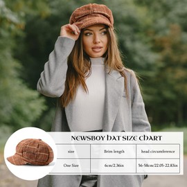 Durio Newsboy Hats for Women Newsboy Cap Winter Beret Hat Paperboy Wool Vintage Plaid Fashion Fall Hats for Women Beige Plaid One Size