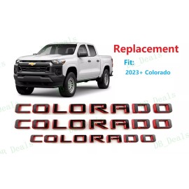 Colorado 3PCS Gloss Black Red Door Rear Colorado Emblems Letters Badges 2023+ Colorado