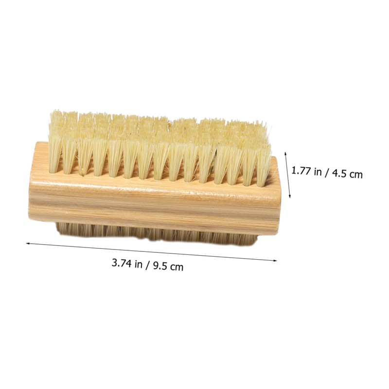 OHPHCALL 2pcs Bamboo Nail Brush Double-sided Cleaning Tool with Sturdy
