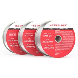 YesWelder E71T-GS 2LB .030"/.035" Diameter Gasless Flux Core Welding Wire, 2-Pound Mild Carbon Steel Strong ABS Spool MIG Welding Wire:_.035'' 3pk