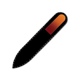Mont Bleu Coloured Glass Nail File, in Black Velvet Case, Small and Handy Genuine, Tempered Glass, from the Czech Republic Blood Orange