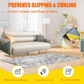 TFXXSJWY Double Sided Carpet Tape for Area Rugs, 150Pcs 4x4 in Rug Tape Grippers for Hardwood, Carpet Tile Tape Heavy Duty Anti Slip Rug Grip Tape, Residue Free