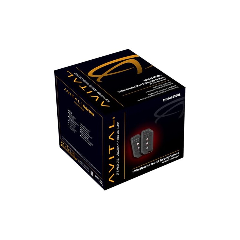 Avital 5108L Automotive 1-Way Remote Start Security System with 2