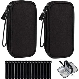 Organizador de Cables Portátil 2 Piezas, Estuche de Viaje, Negro Impermeable de Doble Capa para Cables, Cargadores, USB, Tarjetas SD, Audífonos, Disco Duro y Accesorios Electrónicos