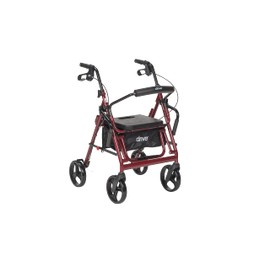 Drive Medical 795BU Duet Folding Transport Wheelchair and Rollator Walker, Burgundy