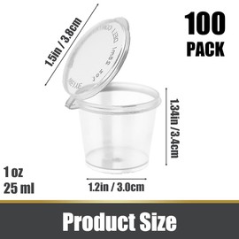 1oz 100 Pieces Small Plastic Containers with Lids, 25ml Small Sauce Pots Plastic Pots Reusable Jelly Pots for Sauce Dips Salads