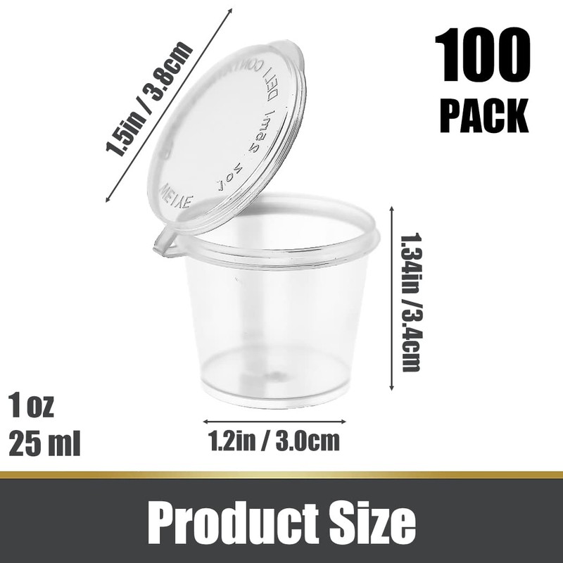 1oz 100 Pieces Small Plastic Containers with Lids, 25ml Small