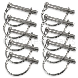 Stainless Steel PTO Round Shaft Locking Trailer Hitch Pin 3/8" x 2-1/4" (Pack of 10)
