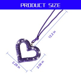 Mandark Bling Heart Car Hanging Accessories, Crystal Rhinestone Vehicle Rear View Mirror Charm Pendant Ornaments, Cute Diamond Auto Interior Hanger Decoration for Women Girls（Purple）