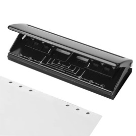 6-Hole Metal Hole Punch, A5 A6 A7 6-Ring Hole Punch with Positioning Marking, 5 mm Hole Diameter, Hole Punch 6 Holes DIN A5 for Daily Planner, Personal, Agenda, Binder Refill Pages (Black)