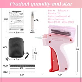 Pistola de puntadas para ropa, pistola de micro etiquetado, pistola de costura rápida para ropa, kit de pistola de etiquetas finas con 6 agujas, 2000 microsujetadores y tijeras (D1)