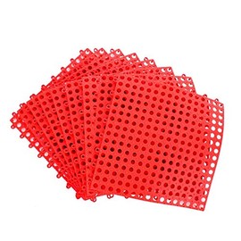 Set of 9 Interlocking Red Floor Tiles- 11.75 inches Each Side - Wet Areas Like Pool Shower Locker-Room Bathroom Deck Patio Garage Boat. Can be Cut to fit- Mako Line - Foghorn Construction (Red)