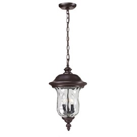 Z-Lite 533CHM-RBRZ Armstrong Outdoor Chain Light, Aluminum Frame, Bronze Finish and Clear Water Glass Shade of Glass Material