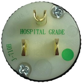 Hospital Grade NEMA 5-15P Green DOT Replacement Plug - Easy Assembly - Webber WB515HGBL - Rewireable (Black)