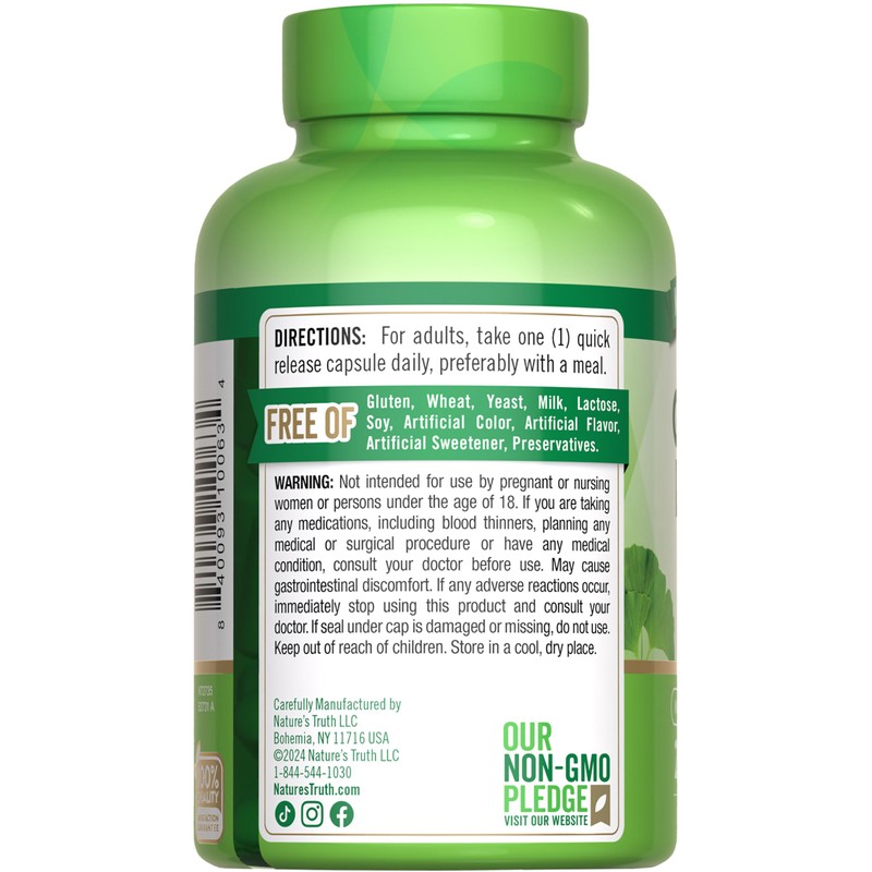 Ginkgo Biloba 120mg | Plus Bacopa | 200 Quick Release