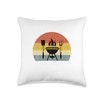 Retro Sunset Grill Griller Cook BBQ Grilling Barbecue Throw Pillow
