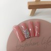 24 Pcs Pink Press on Nails Long Square Fake Nails