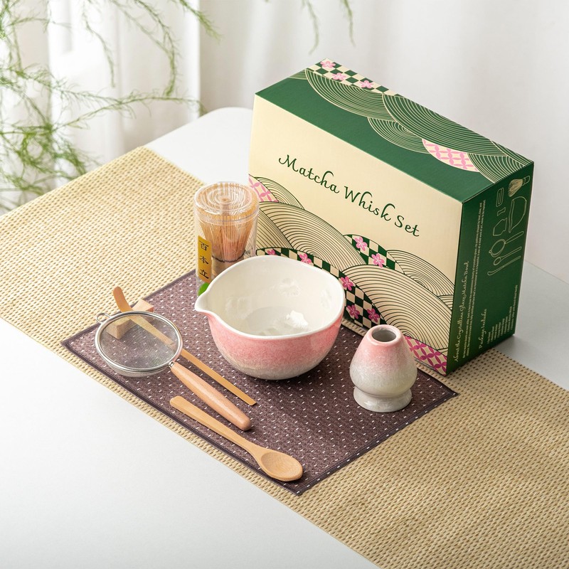Veraelle Matcha Whisk Set, Handcrafted Crystalline Glaze Matcha Set, 8
