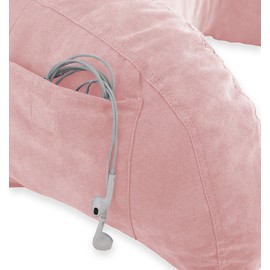 Deluxe Comfort Microsuede Bed Rest - Backrest Pillow with Arms - Bed Rest Pillow - Reading Bedrest Lounger - Sitting Support Pillow - Soft But Firmly-Stuffed Fiberfill - Reading Pillow, Pink