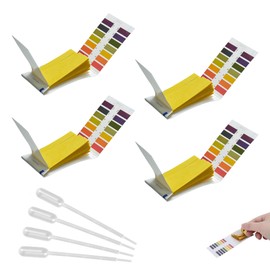 zhuyva 4 Pcs Ph Test Strips, Soil Ph Testing Test Kit Strips with 4 Pipette Droppers for Water Saliva Urine Soil
