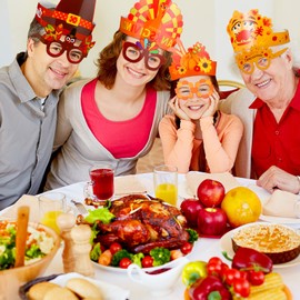 40 Pieces Thanksgiving Turkey Hat Eyeglasses Set Thanksgiving Paper Turkey Crown Paper Eyeglasses Adjustable Pumpkin Turkey Maple Leaf Paper Crown for Fall Party Cosplay Costume Accessories Decoration
