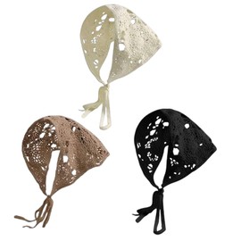 3 Knitted Triangle Scarves, Pastoral Headscarf, Hollowed Headscarf, Cute Girl's Headscarf, Styling Photography Supplies