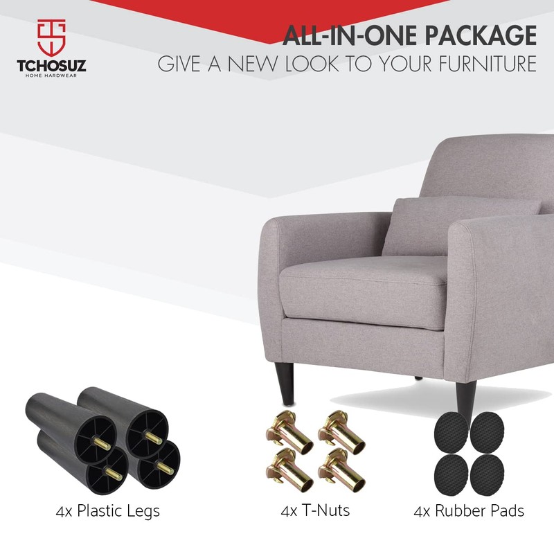 6 inch / 15cm Plastic Furniture Legs, Tchosuz Pack of