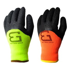 Better Grip BGWLAC3/4 Safety Winter Insulated Crinkle Finished 3/4 Latex Coated Work Gloves, 3 Pairs/Pack (Medium, Hi-Vis Lime)