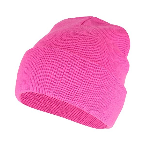 Armycrew High Visibility Neon Color Cuff Long Winter Beanie Hat - Pink