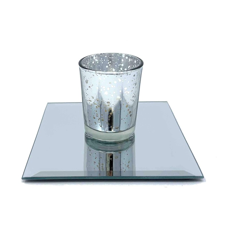 Light In The Dark 5 Inch Square Mirror Candle Plate