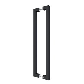 BARNSMITH 24" Barn Door Push Pull Hande,Square Commercial Door Handle, Stainless Steel Rectangular Shape Entrance Entry Office Store Front Garage Handle Pull Set, Matte Black Finish