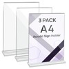 JEFURE A4 Acrylic Sign Holder, 3 Pack Clear Perspex Display