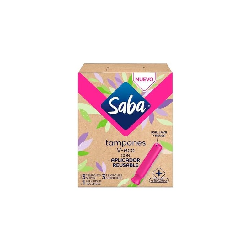 Saba Tampones V-eco con Aplicador Reusable 7 piezas