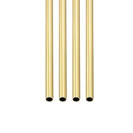 DTGN 6 mm x 0.5 mm x 300 mm (AD x Wall TxL) Brass Pipe - 4 Pack - Good for Machine Equipment DIY Decorative Frame - Round Metal Hoses
