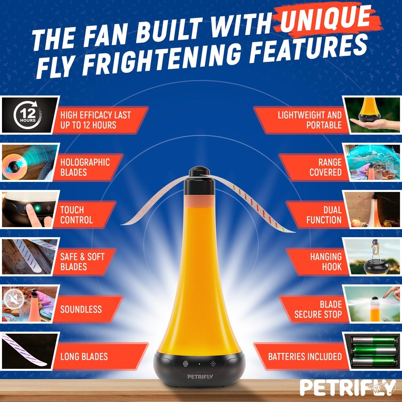 PETRI Fly Fans for Tables 2pk with Anti Bug Light