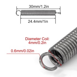 GUNGY Tension Springs with Hooks Stainless Steel Tension Spring Tension Spring 30 mm Outer Diameter 4 mm Wire Diameter 0.6 mm Hook Angle 90 Degree Maximum Tensile Force 1.1 kg 0.6 x 4 x 30 mm Pack of