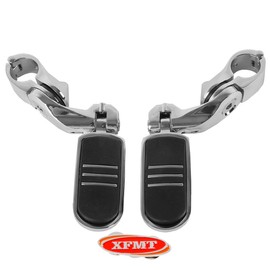 XFMT Chrome 1 1/4" 32MM Short Angled Footpegs Highway Engine Guards Foot Pegs Rest Mount Compatible with Harley