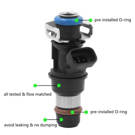 TA-VIGOR Car Fuel Injector Compatible with Chevy Silverado Suburban Tahoe Sierra 1500 2500 3500 Yukon Escalade &more 2000 2001 2002 2003 2004 2005 2006 2007, 2 Holes 4.8L 5.3L 6.0L 25317628 17113698