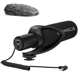 Camera Microphone, Comica CVMV30PRO Professional Super Cardioid Video Recording Microphone with Wind Muff, Shotgun Microphone for Canon Nikon Sony DSLR Cameras,Camcorder(3.5mm TRS Interface)