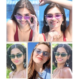 BOJOD Pink Skinny Cat Eye Sunglasses for Women Trendy Pink Y2K Small Rave 90s Color Cateye Sunglasses Slim Festival Glasses for party Pink