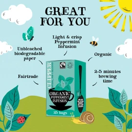 Clipper Organic Peppermint 25 Teabags (Pack of 6, Total 150 Teabags)