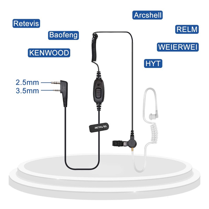 Retevis EEK009 Walkie Talkie Headset Security Earpiece, Radio Headset with