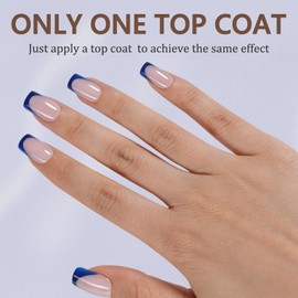 Misssix French Gel Nail Tips, 160Pcs Blue French Tip Press on Nails Short Square, No Need to File Tips Pre-lasting, Fake Nails for Nail Art DIY 16 Sizes