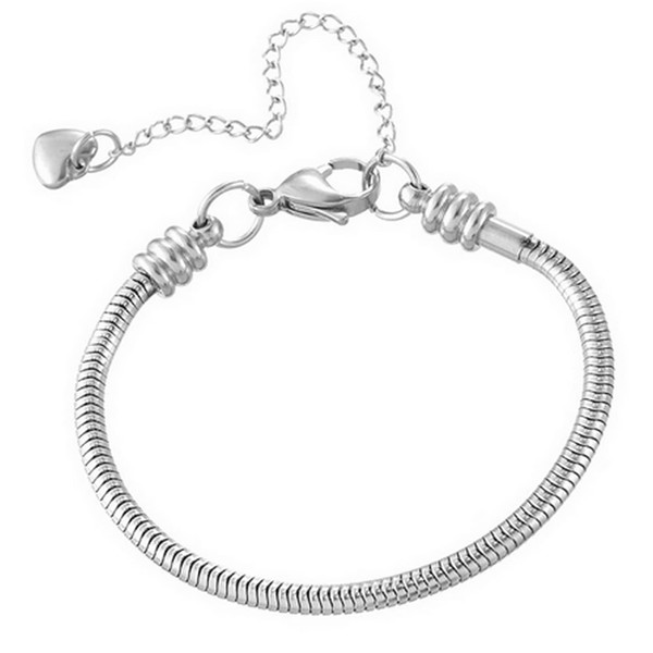 SBI Jewelry Stainless Steel Heart Bracelet for Charm Bead Women