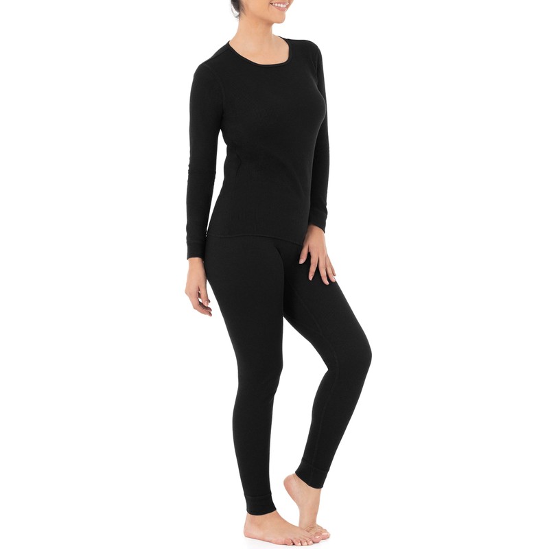 Fruit of The Loom Conjunto Térmico para Mujer Algodón, Negro,
