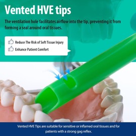 100PCs Dental Grade Saliva High Volume Evacuator Vented (HVE) by VASTMED | Disposable HVE Saliva Suction Tips | Vented Evacuation Aspirator Tips with Smooth Edges