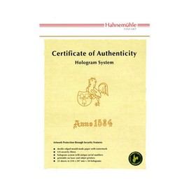 Hahne Muhle Certificate of Authenticity A4 Size with Serialized Numerical Hologram System Pack of 25 by Hahne Muhle