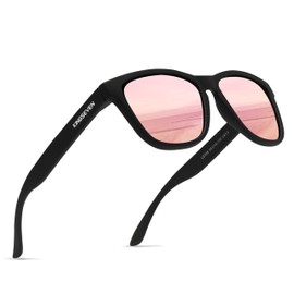 KINGSEVEN Classic Polarised Sunglasses for Women Men Driving Fishing Sun Glasses UV Protection LC759-A2, Black Pink