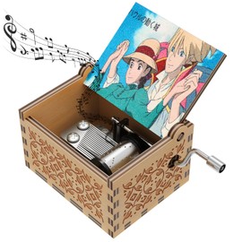 HLZK Anime Howl Handkurbel Spieluhr, antike geschnitzte hölzerne Heulen, Sophie Spieluhren für Geburtstag, Weihnachten/Neujahr (Holz-Style-B), HL-06