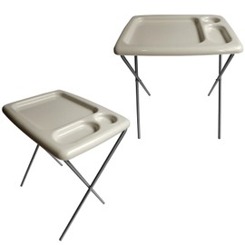 Brink House Folding TV Tray Table (Set of 2), Gray, 17 x 22 x 26 inches, Portable Indoor-Outdoor Glamping Trays with Space for TV Dinners, Laptop, Utensils, and Drinks